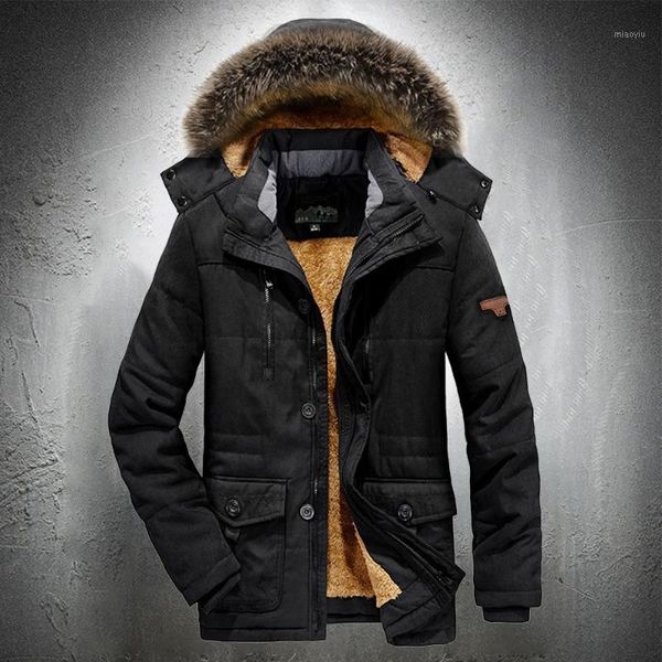 

2020 winter jacket mens parkas coat fur collar fashion outdoor jacket fur lined warm coat thick mid-long plus size 4xl 5xl 6xl1, Black