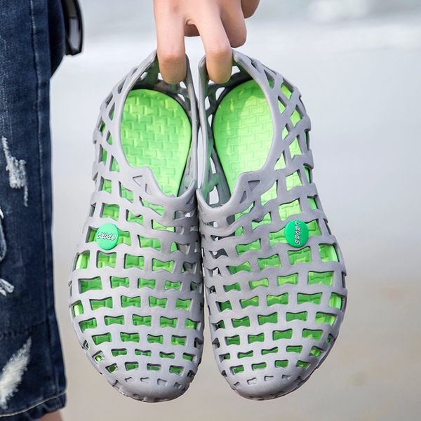 

2020 new couple flat sandals colorful garden shoes sneakers non-slip jelly sandals hollow breathable memory foam shoes #lt3n, Black