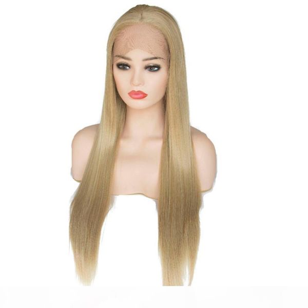 

straight synthetic wig honey blonde 27 with 613 heat resistant long straight synthetic lace front wigs for white women, Black