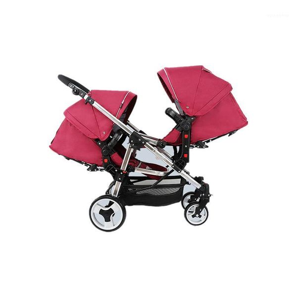 

strollers# poussette double convertible twin baby stroller light absorber high landscape born folding four wheels pram1