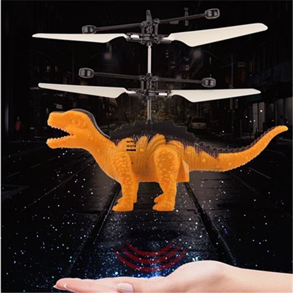 Giocattolo volante elettrico Sensore a infrarossi Modello di dinosauro Elicottero Led Illuminazione flash Ricarica USB Piccola sospensione Led Giocattoli per bambini 201212