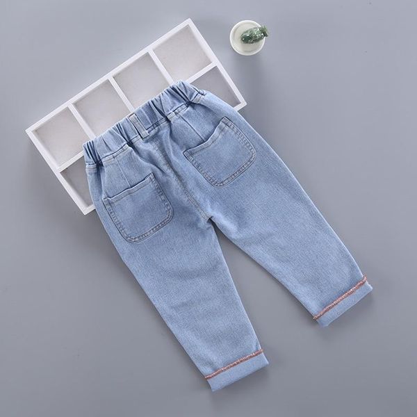 

girls casual jeans new spring baby girl denim pants fashion toddler solid leggings children costume for 2-6y girls, Blue