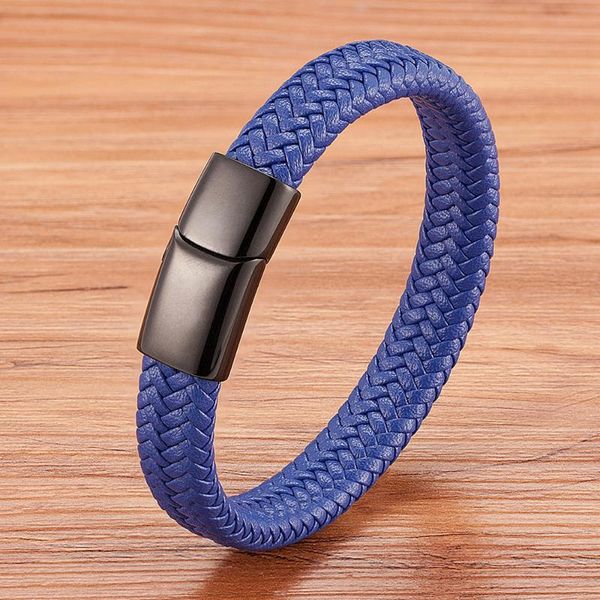 

colorful combination stitching hand-woven stainless steel men's leather bracelet 828 promotion for handsome gift, Golden;silver