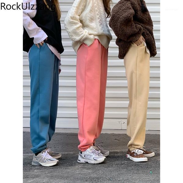 

women's pants & capris fashion simple casual solid pockets sweatpant slim women elastic high waist tracksuit jogger pant fleece workout, Black;white