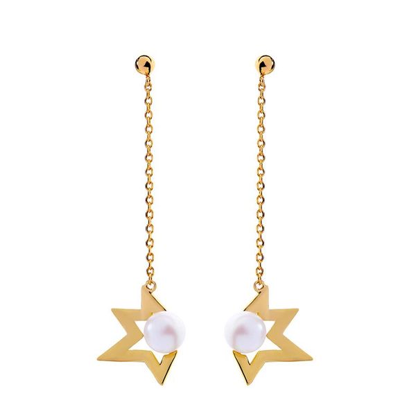 

новое прибытие престижное romantic золото / щепка цвет акриловые циркон длинные серьги для женщин корейский tassle star дата подарков серьга, Silver