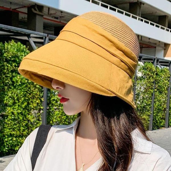 

wide brim hats cotton women eaves sunbonnet patchwork double-faced sun block cap fisherman hat bucket sun-shade chapeau for girls, Blue;gray