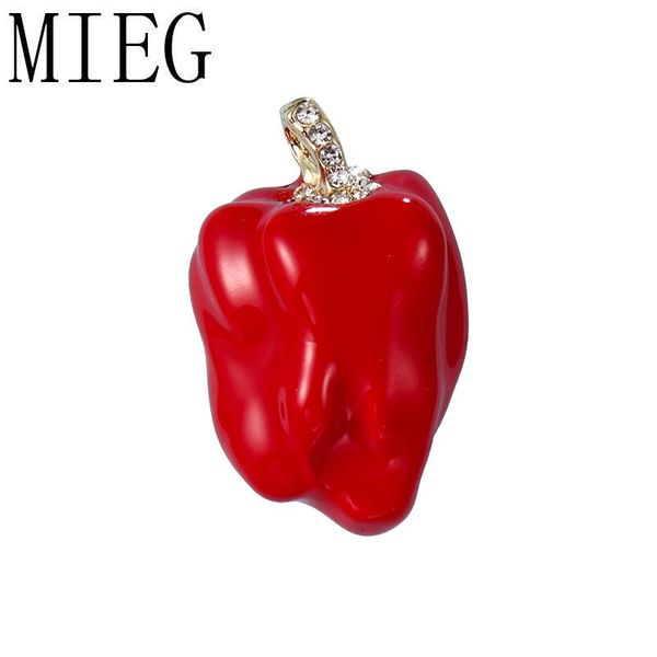 

mieg brand chic lovely red small chili enamel brooches for women fashion plant brooch pin accessories, Gray