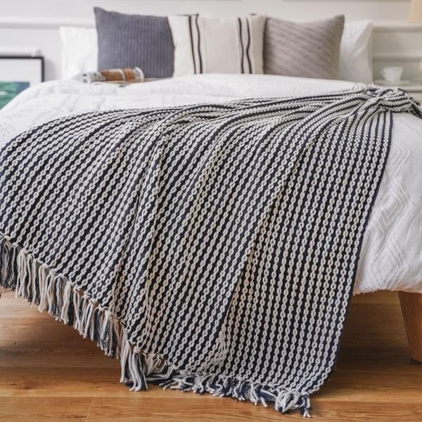 

blankets battilo navy and white chain link knit fashion throw blanket 60" x 50"