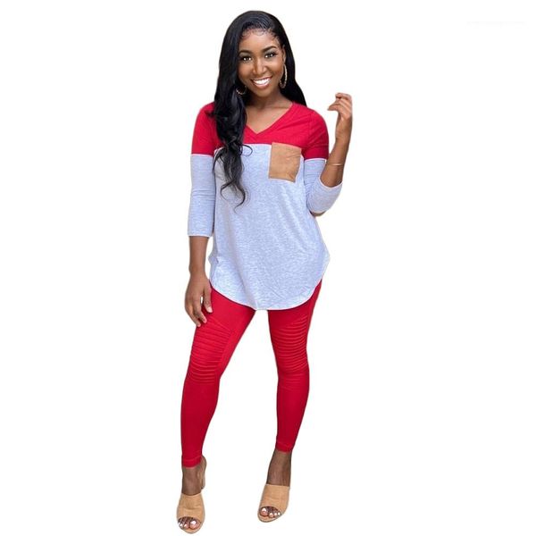 

tshirt тонкий твердые брюки famale два брюки часть женщин щитовые одежда костюм с длинным рукавом экипаж шеи сыпучие, White