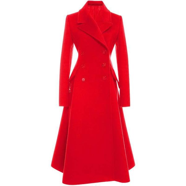 

women's wool & blends long cloth coat with female autumn/winter 2021 temperament cultivate morality plus-size thickening woolen, Black