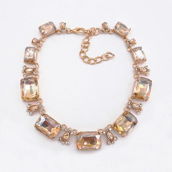 

chokers sparkle square zircon splice necklace small water drop rhinestone pendant red alloy women eye catching banquet jewelry, Golden;silver