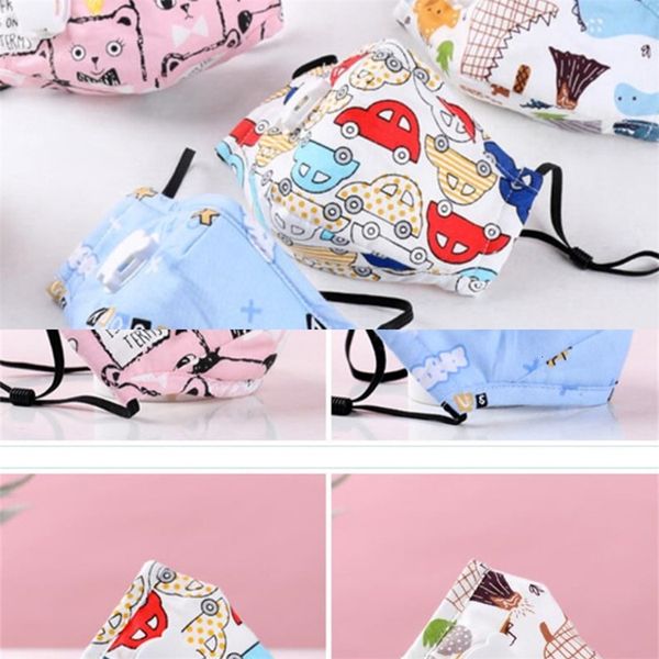 

unisexstock kids 2020 pm2.5 new in respiratory valve cartoon designer masks dust washable face mask fits 2-10