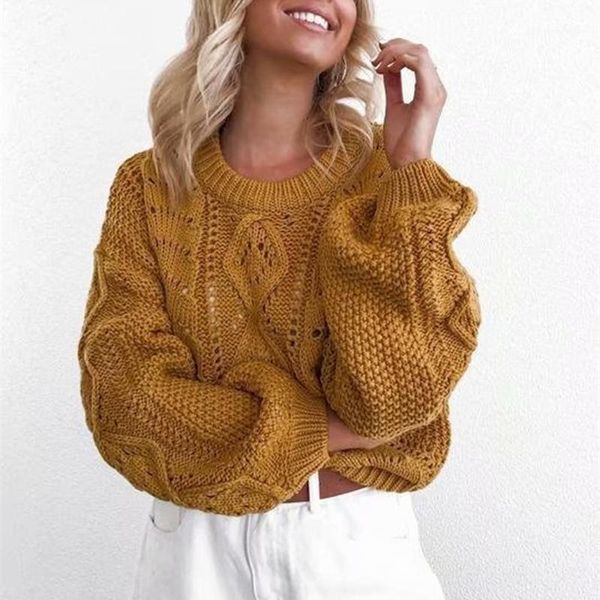 

women's sweaters women oversize fashion casual crochet pattern lantern long sleeve pullover loose chunky knitted jumper sweaters1, White;black