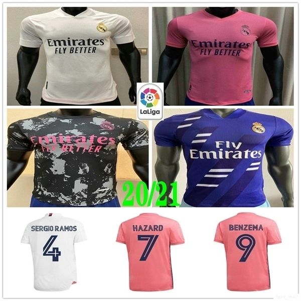 

player version 2020 new real madrid home away soccer jersey modric asensio isco sergio ramos benzema rodrygo custom 20 21 football shirt, Black;yellow