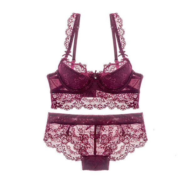 

thin cotton lace lingerie bra set 9168, Red;black