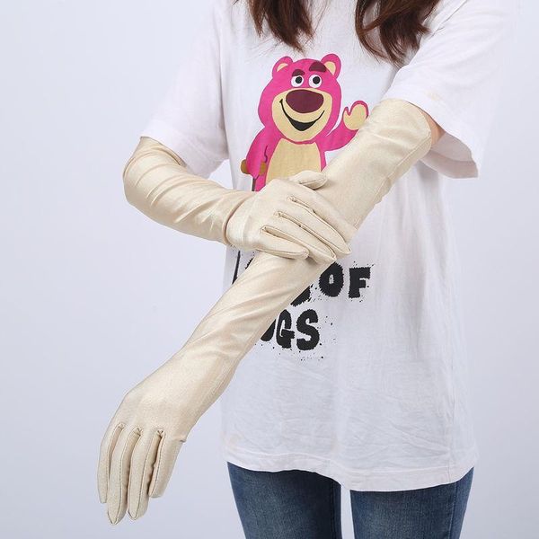 

53cm lady dance party gloves full finger white black beige red pink glove long wedding gloves for bride accessories elbow gloves h jlldqp