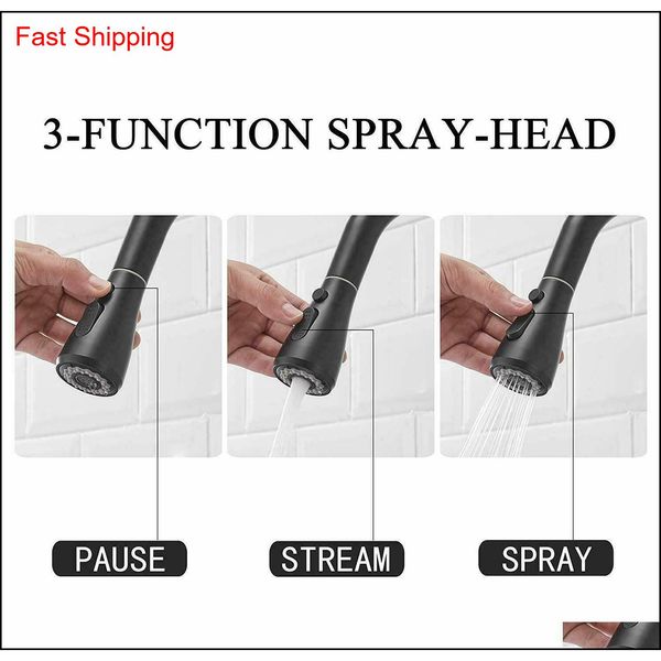 

kitchen sink faucet pull out sprayer swivel spout matt black mixer tap flexible qyliax bdesports