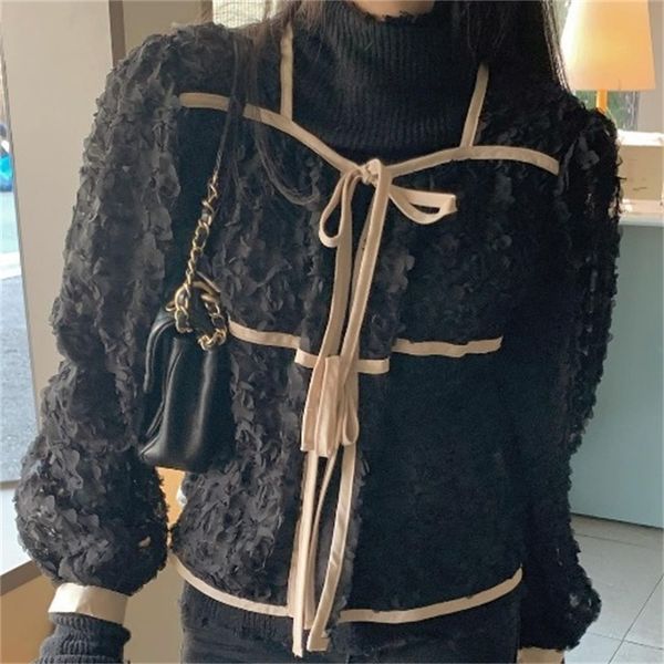 

2021 new elegant women's blouses square turtlenecks lace up loose flora chiffon shirt sharpening spring sweatshirt w3um, White