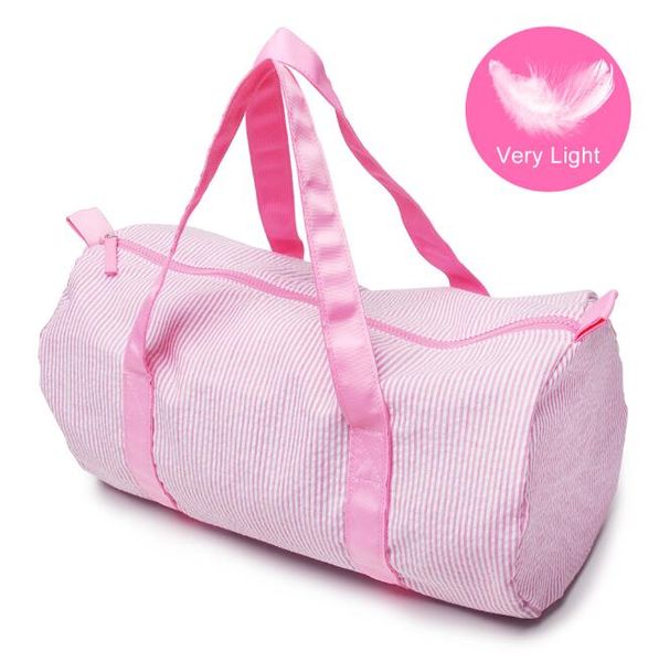 

30pcs women seersucker stripes printing round shaped sport duffel bags mix color