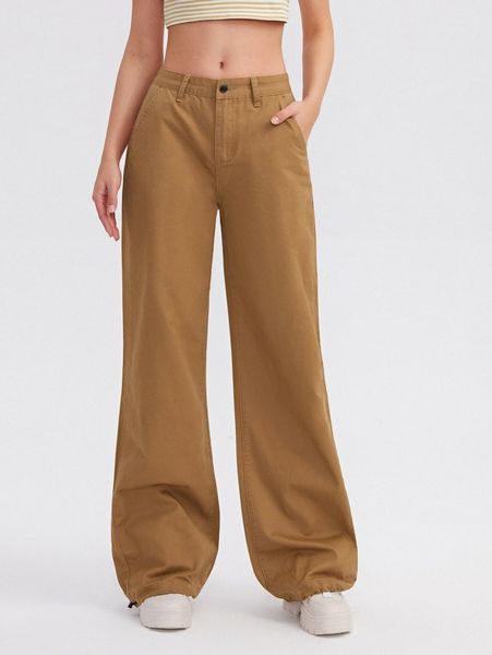 

drawstring hem wide leg jeans 11xt#, Blue