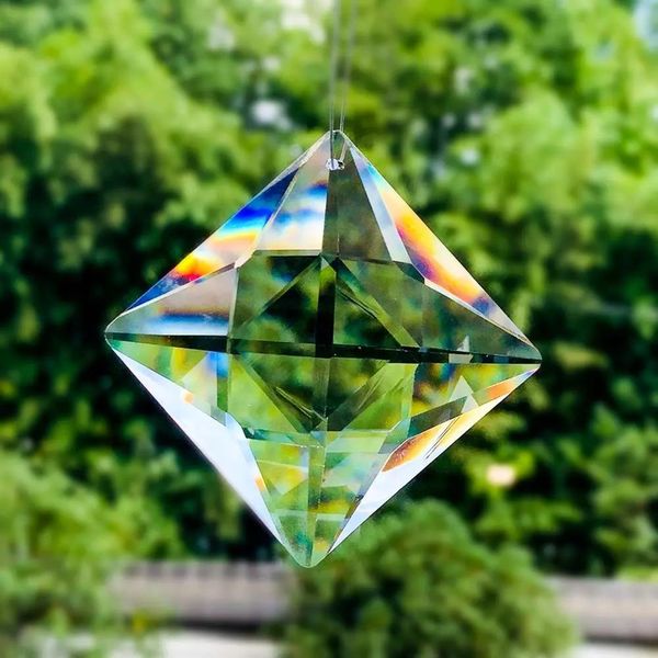 

2pcs 75mm diagonal square crystal prisms chandelier parts suncatcher rainbow maker hanging ornament pendants home wedding decor h bbyybs