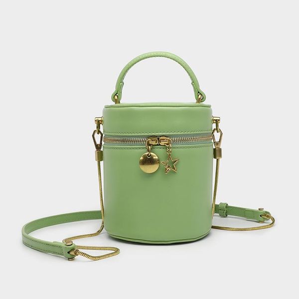 

new mini cylinder bag female net red simple bucket bag trend chain female