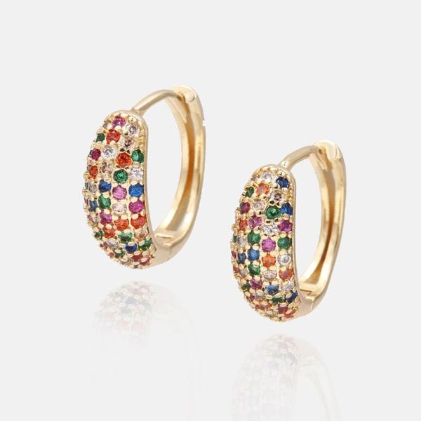 

hoop & huggie fashion jewelry colorful cz and white earrings, Golden;silver