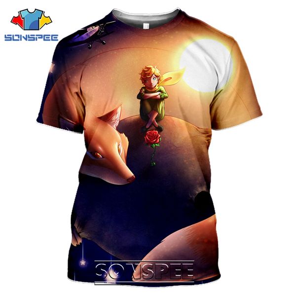 

the little prince cartoon movie rose 3d print shirts oversized plus size comics men clothing