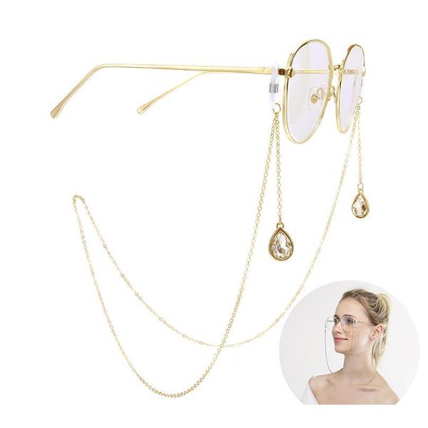

1pcs trendy metal eyeglasses glasses chain strap eyeglass glasses water drop chain cord for reading glas jllusm