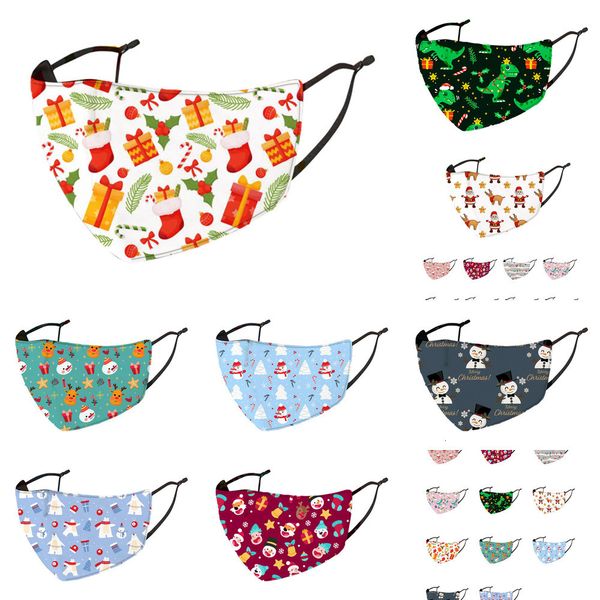 

christmas kid fashion earloop deer printing breathable anti-dust washable mask party masks for boy girlprotective1fwi