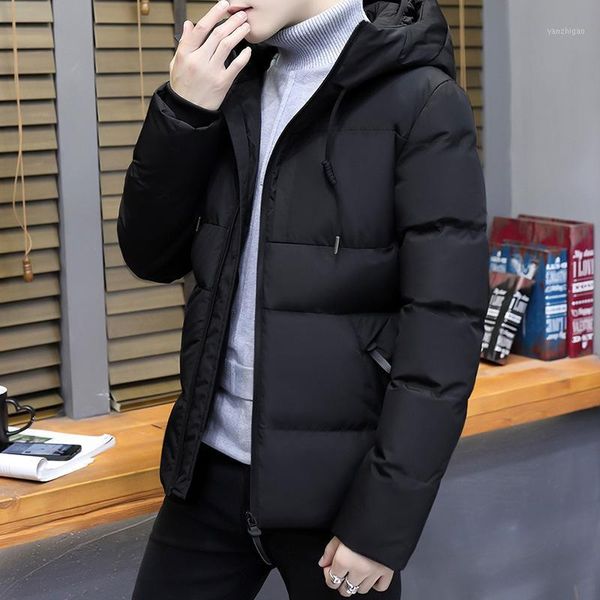 

simple men's down jacket men's quality warm thick coat hooded down jacket warm coat fashion winter1, Black