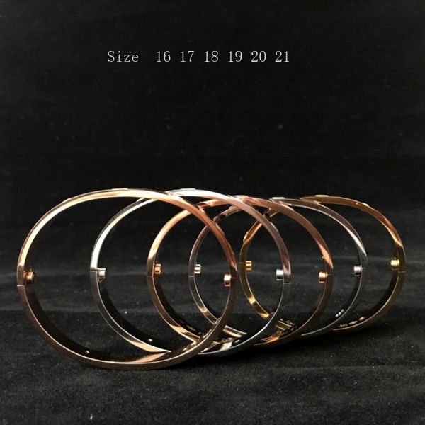 

fashion jewelry couple love bangles 316l titanium steel bangle bracelets for women and men screws 3 colour select size (16-21, Black