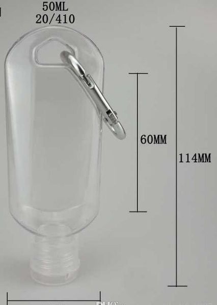 

2020 50ml empty alcohol refillable bottle with key ring hook clear transparent plastic hand saniti jllwha garden_light