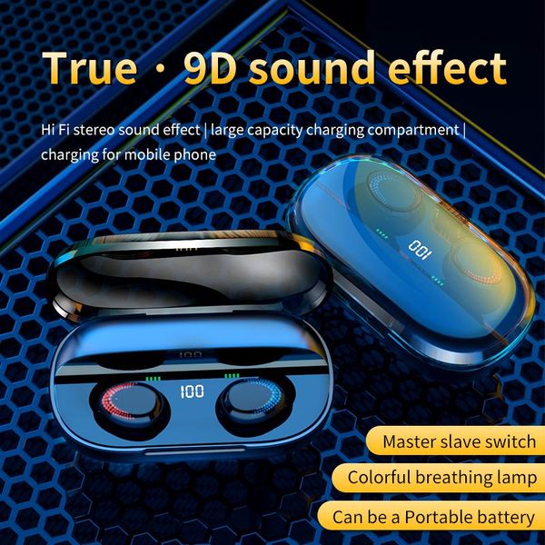 

rehimm tws bluetooth earphone v5.0 3000 mah wireless headphones waterproof in-ear earbuds sport running headsets with microphone