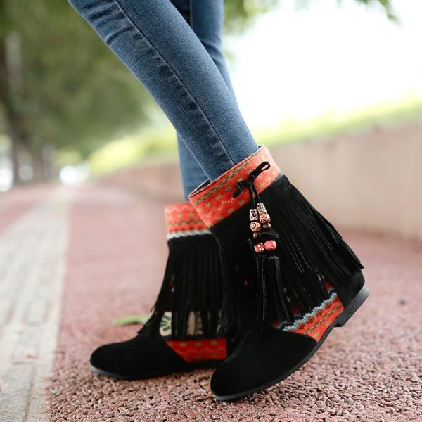 

combat boot tassel shoes boot women lady boot, Black