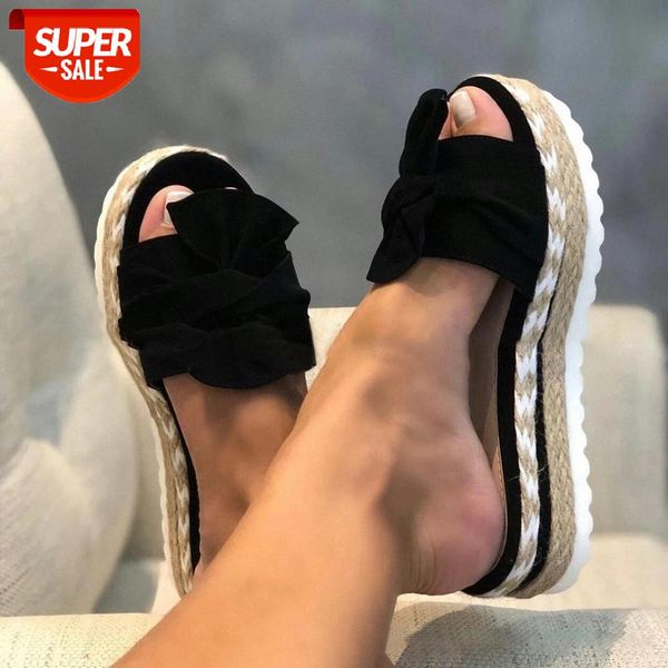 

2020 summer fashion sandals shoes women bow summer sandals slipper indoor outdoor flip-flops beach shoes female slippers #u93i, Black