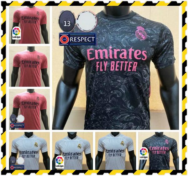 

20 21 версия игрока camiseta real madrid soccer thereys home oled 2021 мужская футбольная рубашка опасность benzema kroos индивидуальная фут, Black;yellow