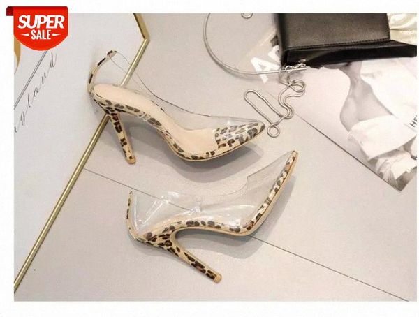 

2020 women pumpstransparent super high heels 11cm leopard pointed toe wedding party shoes for lady thin heels pumps zapatos #vb4h, Black