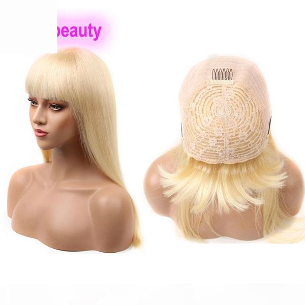 

brazilian human hair capless wigs 613# color body wave virgin hair 10-26inch blonde mechanism wig 100% human hair straight, Black;brown