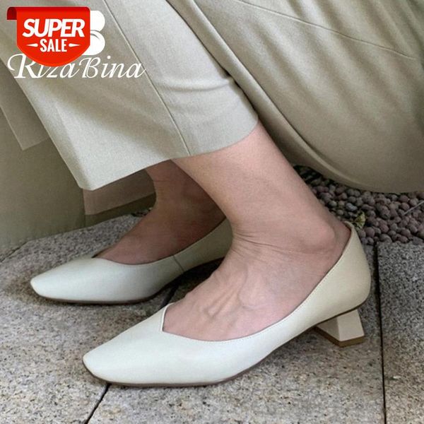

rizabina women pumps real leather strange heel women high heel shoes fashion wedding shoes footwear size 33-40 #es7k