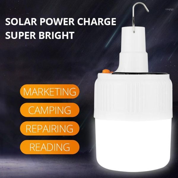

portable lanterns rechargeable led bulb lamp usb solar charge camping night market light 42led built-in 18650 battery emergency light1