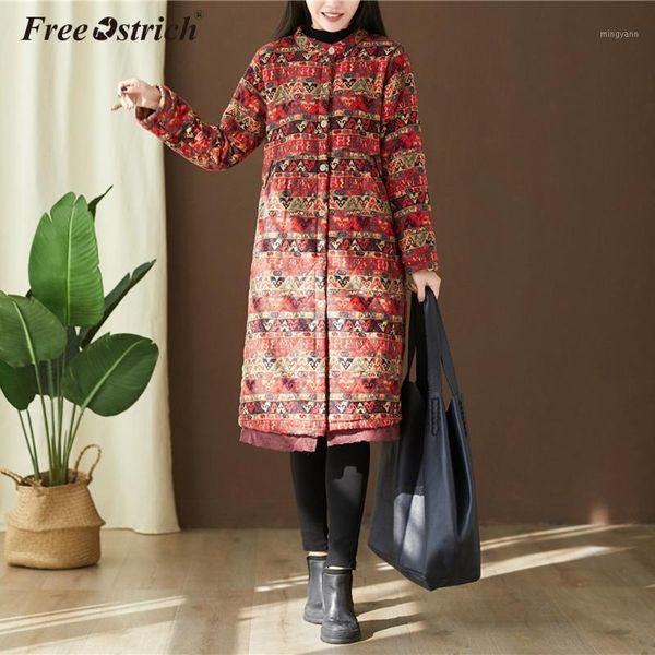 

ostrich women winter warm coat female autumn plus size printed basic jacket outerwear slim long ladies chaqueta n301, Black;brown