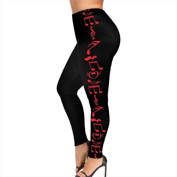 

леггинсы теплые брюки мода женщины высокой талией плюс размер спортивные штаны нотопечатания примечание леггинсы брюки для девочек брюки, Black