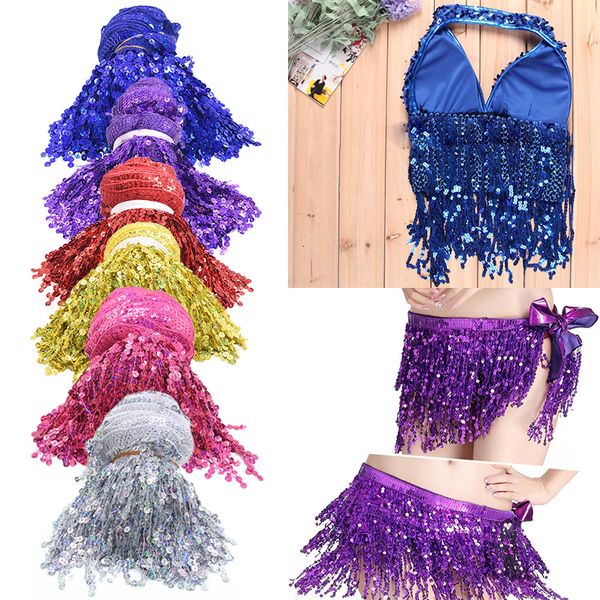 

1/2m shining sequin beading fringe lace fabric 15cm width tassel trim for diy sewing garments latin dress curtain accessories