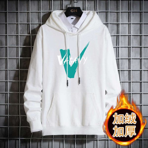 

autumn 2020 and new men's spring hoodie trend ins white plush coat loose sports upper, Gray