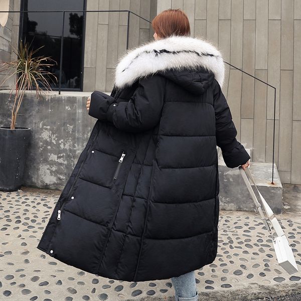 

2019 winter coat female long thick women jackets hooded fur collar parka autumn outwear new fashion