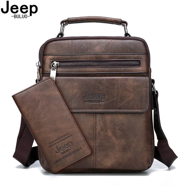 

jeep buluo men's crossbody shoulder bags split leather handbag fashion business man messenger bag tote c0202