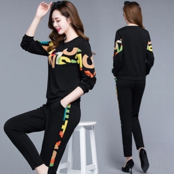 

qnvoq spring style clothingwestern stylekorean loose set covering spring leggingssportswear2-piece belly women's sweatersmall style wom, Gray