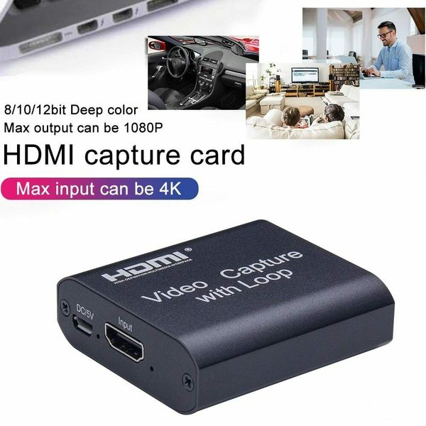 

video capture card 4k hdmi to usb 2.0 pc game live streaming video loop recorder