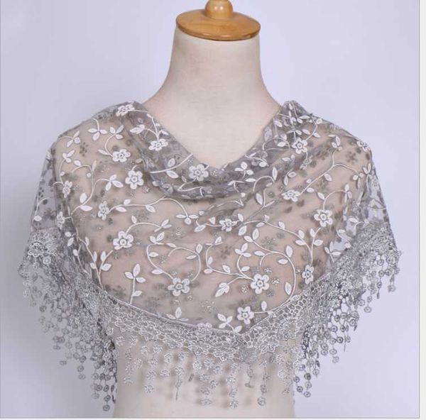 

scarves selling flower lace korean triangle scarf wholesale classic foreign trade hollow solid color female sjj01, Blue;gray
